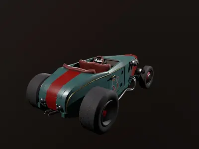 Hot rod Low-poly 3D model