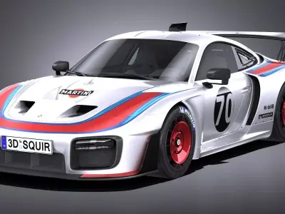 LowPoly Porsche 935 2019 Moby Dick Low-poly 3D model