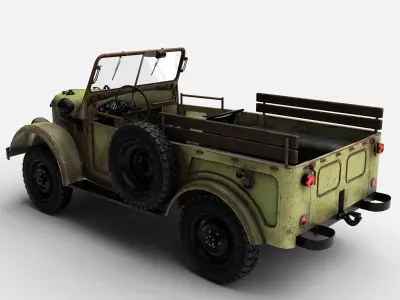 old rusty car GAZ 69 Low-poly 3D model