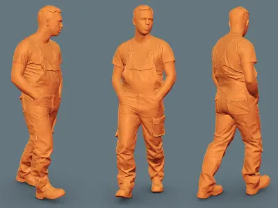 Foreman in Overalls Walking 3D model