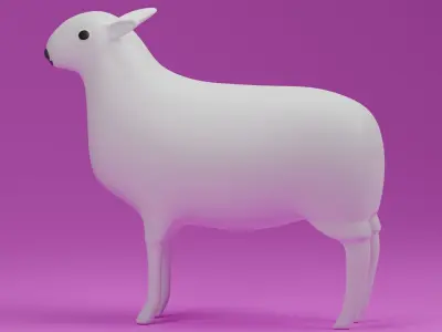 Cartoon Cute Sheep 3D model purchase