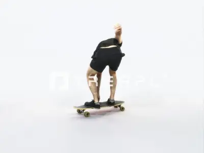 Flow 03B Riding a Skateboard Sports Man Low-poly 3D model