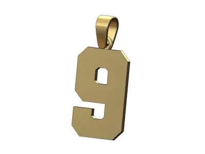 Number 9 nine varsity high school letterman pendant charm 3D print model