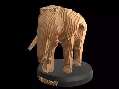 Parametric V Asian Elephant Low-poly 3D model