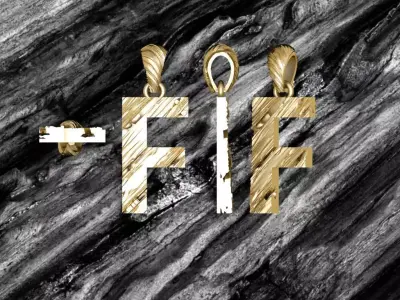 F Letter Alphabet Wooden Texture Pendant 3D Print Model 3D print model