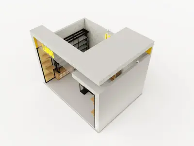 booth one side open with size 3x4 3D model