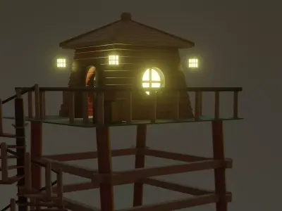 Forest House Low-poly 3D model