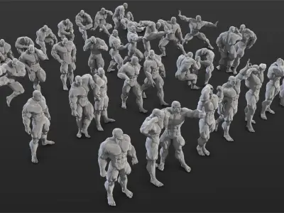 36 Bodybuilder Figure Printable Set-01 3D model