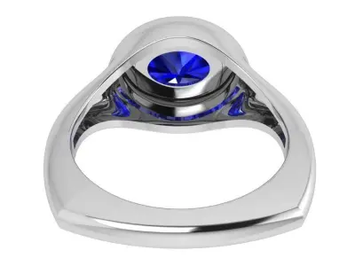 Oval Halo Euro Shank  Ring 3476 3D print model