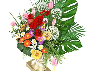 Bouquet in a vase 3D model