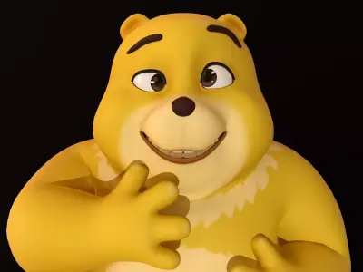 Asset - Cartoons - Character - Bear Yellow - Rig - High Poly 3D model