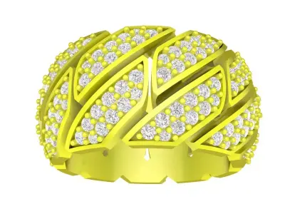 Luxury Pave Leaf Pattern Wide Band Ring for Men  4324 3D print model