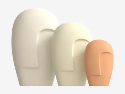 Decorative Ceramic Face-vases Set 3D model