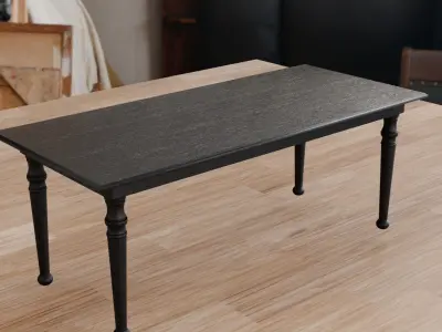 Realistic Black Wooden Table  Interior Asset -Blender Free 3D model