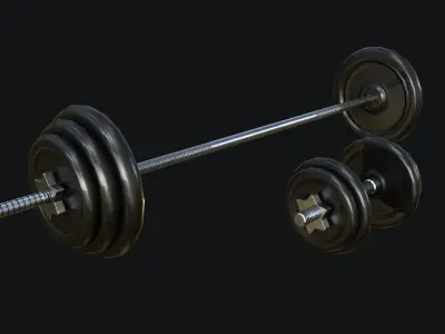 Gym Dumbbell Set PBR Low-poly 3D model