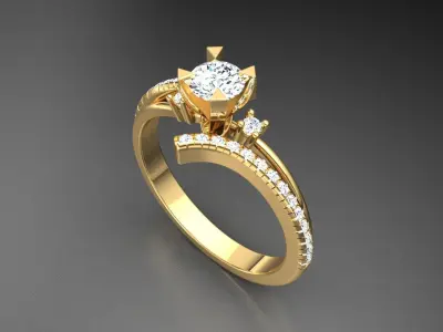 Ring M3 The luxury female ring with gems wedding 3D print model