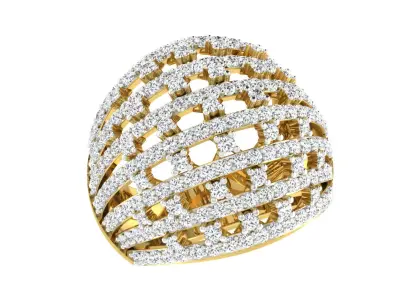 Light Weight Yellow Gold Diamond Ring  -DDS RN 217 3D print model