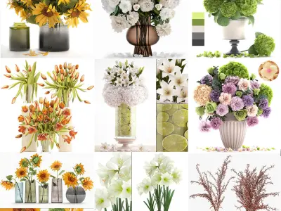 Collection of bouquets 39 pieces 3D model