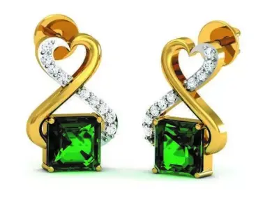 Solitaire Princess Diamond Earrings 3DM STL OBJ Render Details 3D print model buy