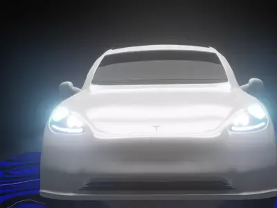 Tesla model Y front of 3D model