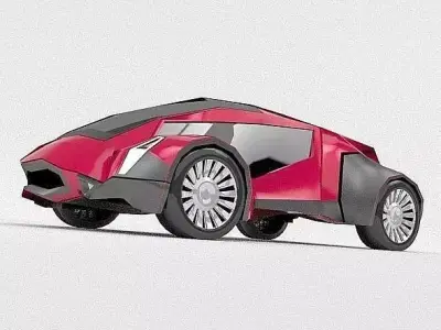 CyberFish futuristic concept vehicle Low-poly 3D model
