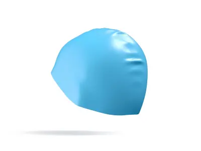 Blue Swim Cap 2 Types - lying and no gravity swimming hat set 3D model