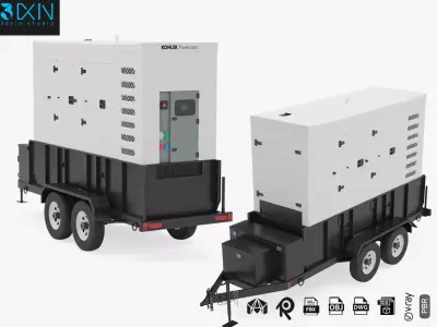 Kohler Big Industrial Mobile Diesel Generators Double 3D model
