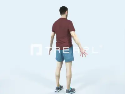 Portrait 09F Animated Rigged Sports Man Low-poly 3D model