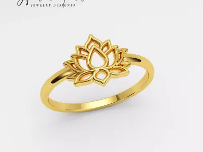 Anel Flor de Lotus A1063 3D print model