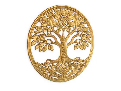 decor set wall panel wall tree relief mural CNC 50 3D model