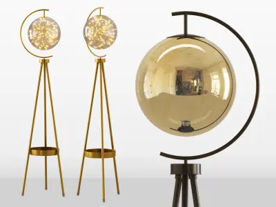 Glass Shade LED Floor Lamp 3D model