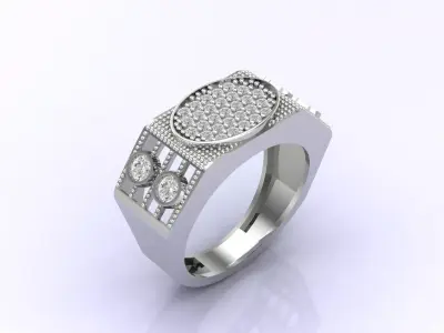 Print Ready STL 3DM  Gents Rings Diamond Men Ring  3D print model 237