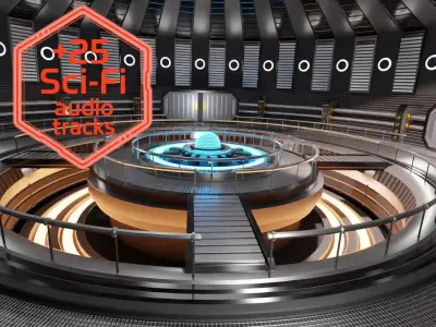 Sci-Fi Interior Scene 3D Model With 25 Sci-Fi Music Tracks Low-poly 3D model