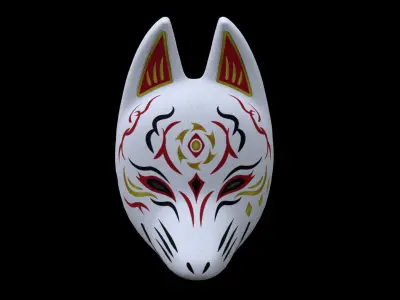 Japanese Fox Mask 3D Model 3D model