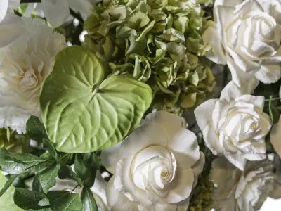 Flower Set 079 big green white bouquet 3D model