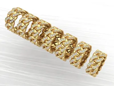 Chain ring - Miami Cuban ring - Link ring - Size 6 - 12 3D Model Pack