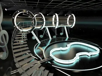 Virtual TV Studio Entertainment Set 1 3D model