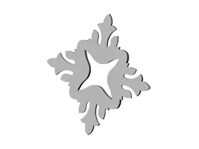 Open square floral rosette carving molding relief onlay 3D print model