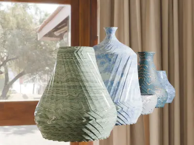 High-Quality 3D Vase Collection 3D Model Low-poly 3D model