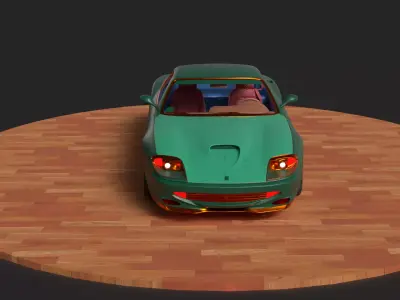 Chinese green  vintage car  intage classic car Low-poly 3D model