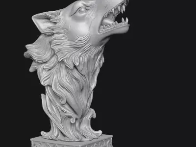 Wolf head sculpture 3D print model get