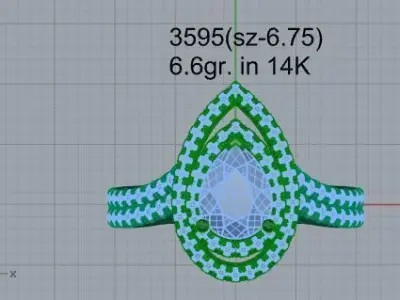 Pear Halo Ring 3595 3D print model