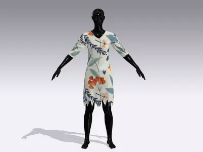 Female Cloth Dress Low-poly 3D model