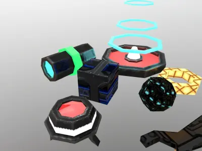 Low Poly Sci-Fi Items Free low-poly 3D model
