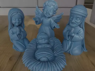 Nativity Scene STL Set Jesus Mary Joseph Angel 3D print model