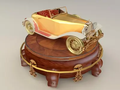Chinese display stand with classic car 3D model