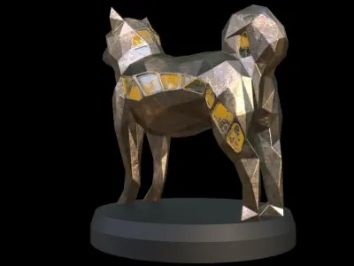 Steampunk Shiba Inu Dog Low-poly 3D model