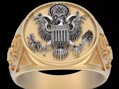 American eagle ring silver gold printable jewelry 3D model 3D print model