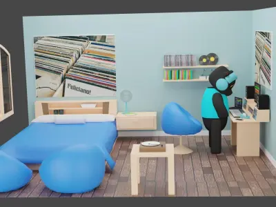 Wonshik Bedroom Low-poly 3D model