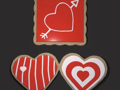Valentines Cookies Hearts and Square Free low-poly 3D model